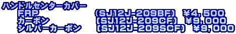 ハンドルセンターカバー 　　ＦＲＰ　　　　　　　（SJ12J-209BF)　￥４，５００ 　　カーボン　　　　　　(SJ12J-209CF)　￥９，０００ 　　シルバーカーボン　　(SJ12J-209SCF)　￥９，０００